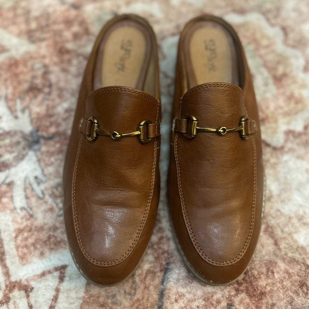 Sofft leather brown open backed loafers